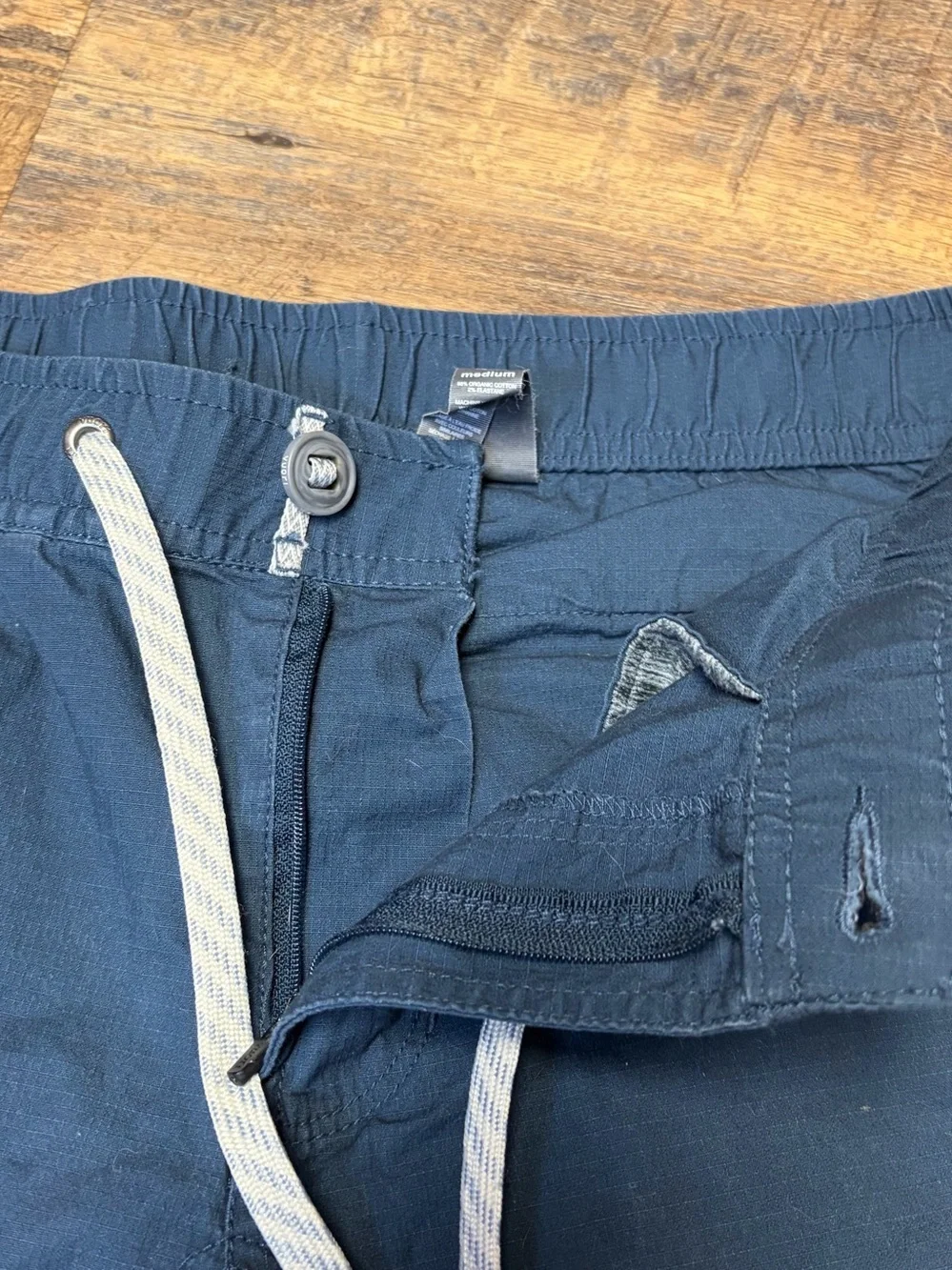 Vuori Ripstop Climber Pants V412 Mens Medium Blue Stretch Pockets Drawstring